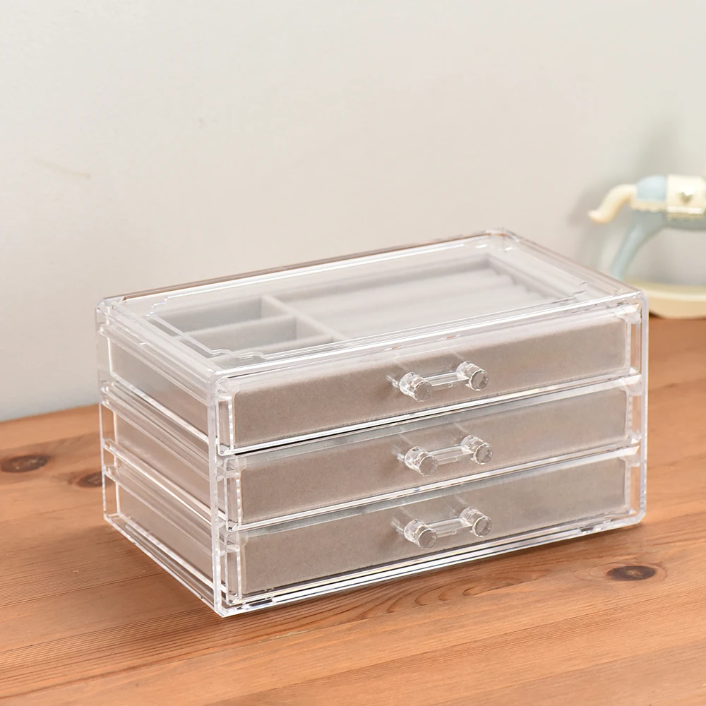 

Large Capacity 3 Layers Transparent Acrylic Storage Box Cosmetic Jewelry Drawer Organizer