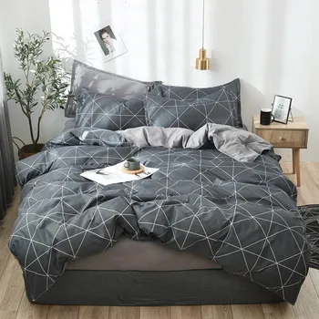 

Geometric Plaid Bedding Set Duvet Cover Flower Bed King Size Bed Gray Bedding Set Pretty Duvet Cover