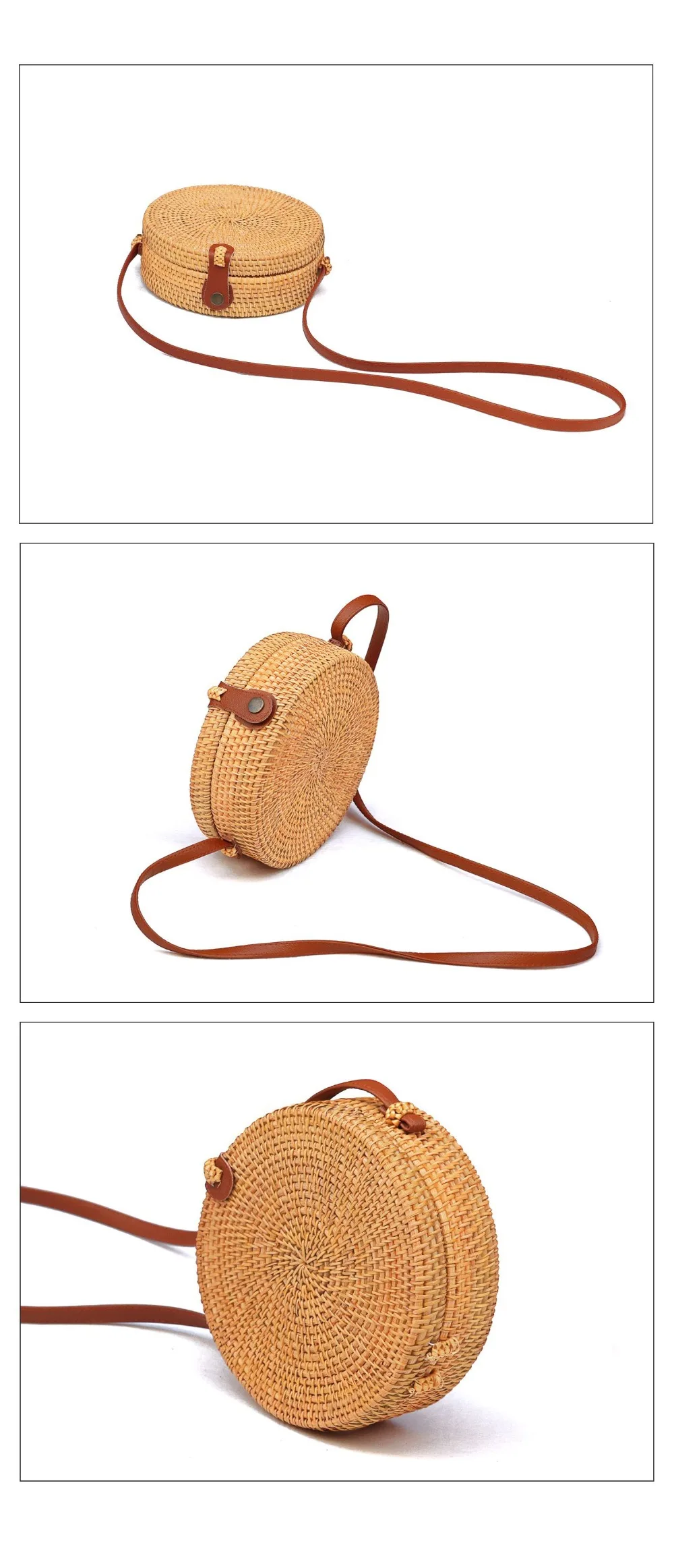 Модные Винтажные круглые соломенные сумки Летний стиль женские сумки богемные Ротанговые сумки через плечо ручной работы Тканые Пляжные