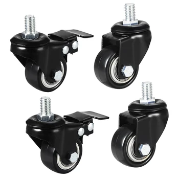 

uxcell 1.5 Inch Swivel Caster Wheels PU 360 Degree Threaded Stem Caster Wheel M10 x 15mm 110lb Capacity 4 Pcs (2 Pcs with Brake, 2 Pcs No Brake)