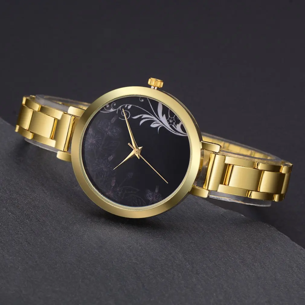 Quartz Watch for Women Water Resistant Steel Strap Simple Pattern Lady Analog Quartz Reloj femen