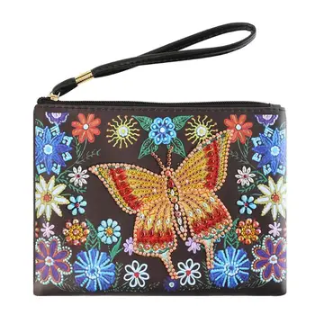 

DIY Mandala Special Shaped Diamond Painting Zipper Wallet Wristlet Clutch Women Square Casual Handbags 20x15x1cm