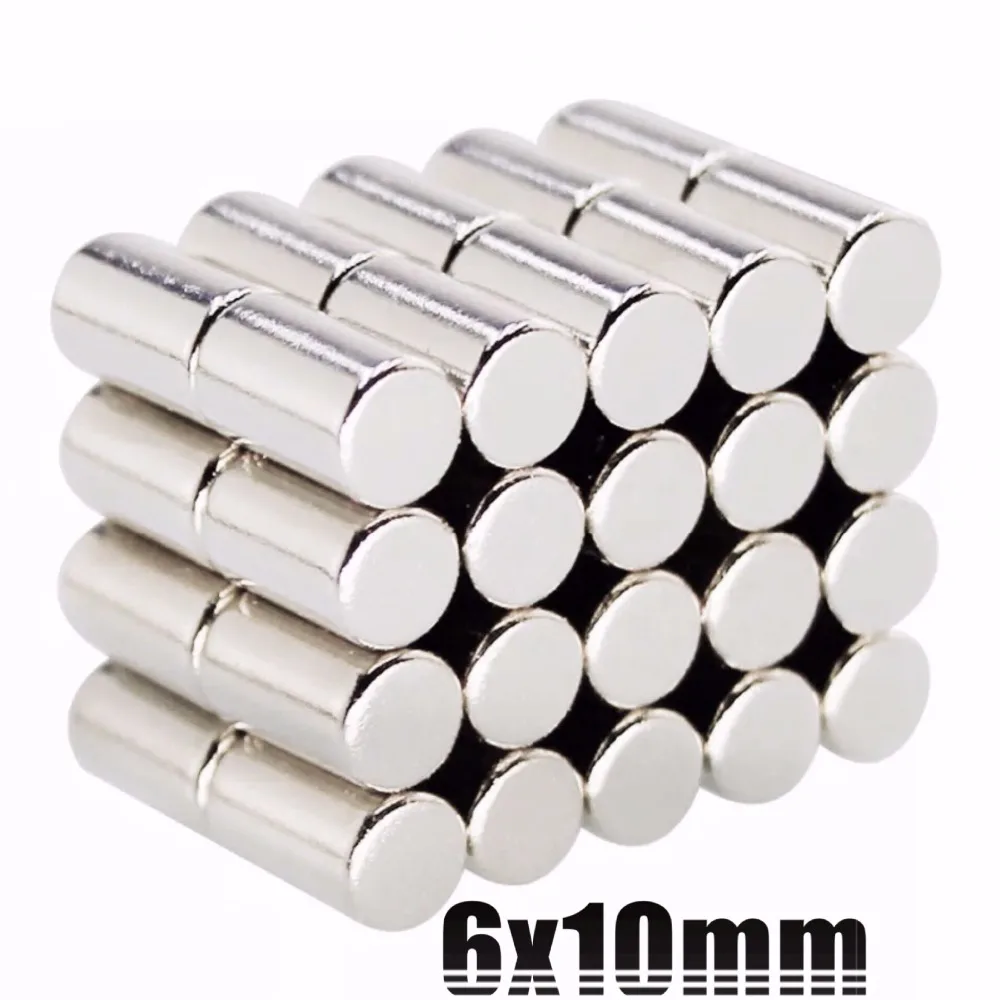 10 500PCS 6x10 Search Minor strong Magnet 6mm x 10mm Bulk Small Round Magnet 6x10mm Neodymium