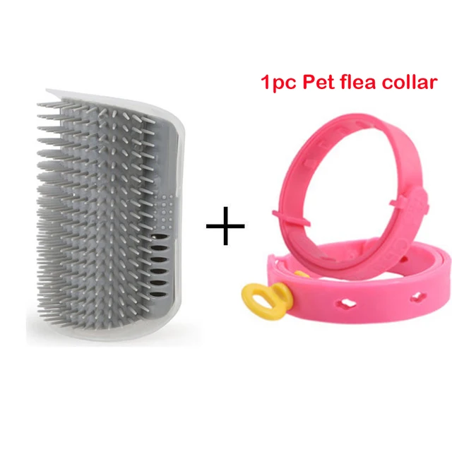 Pet Supplies for Self Groomer Wall Brush Corner Cat Massage Self Groomer Comb Brush with Catnip Cat Rubs with A Tickling Comb Gray-Pet flea collar