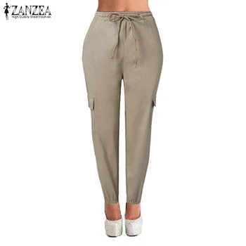 

Women Harem Pants ZANZEA Ladies Long Trousers 2020 Fashion Female Casual Solid Pantalon Loose Pockets Streetwear Plus Size 5XL