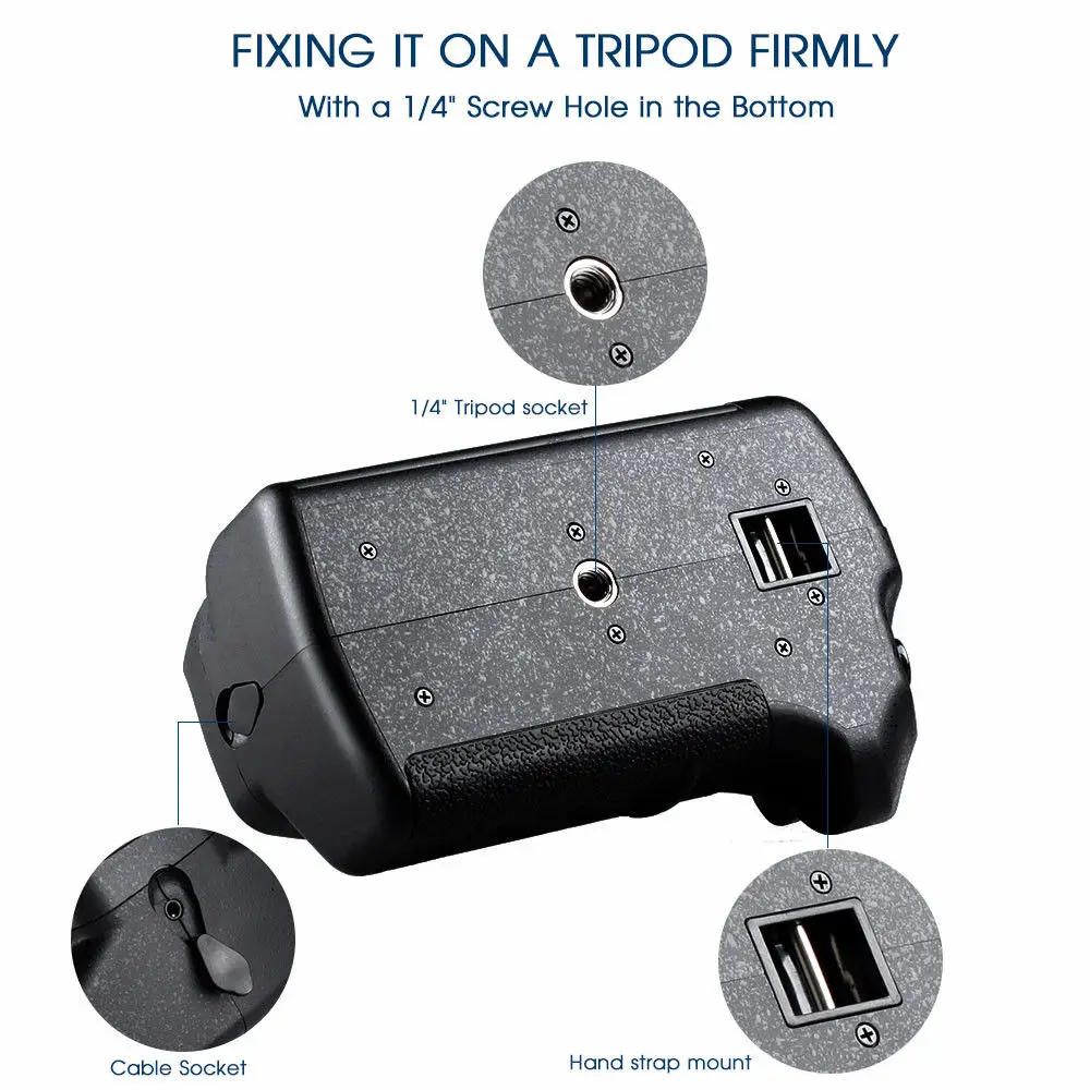 Vertical Battery Grip for Canon EOS 1100D 1200D 1300D/Rebel T3 T5 T6/kiss X50/70 SLR Camera W/half-press function