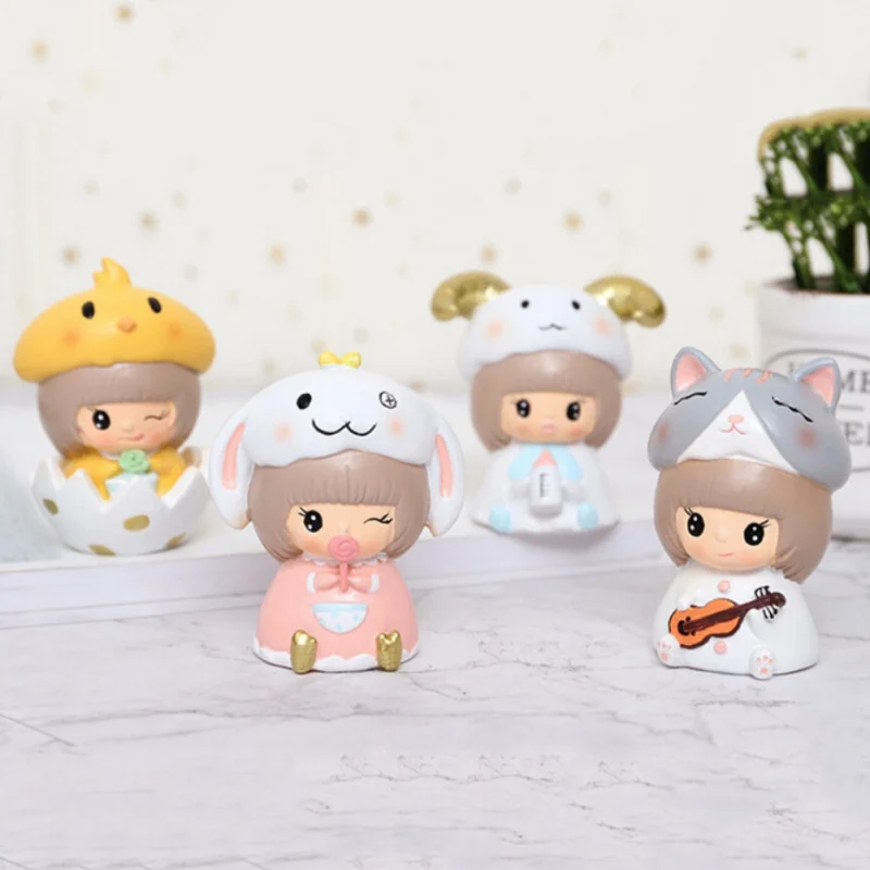

Cute Girls Cartoon Cake Ornament Dashboard Decorations Accessories Car Home Office Figurines Miniatures Birthday Cake Topper