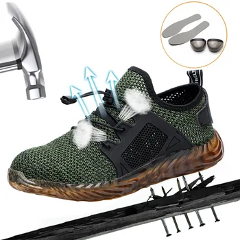 

Dropshipping Steel Toe Safety Shoes Men Lightweight Anti- Working Unisex Breathable Wear-resisting Sneakers Men Women