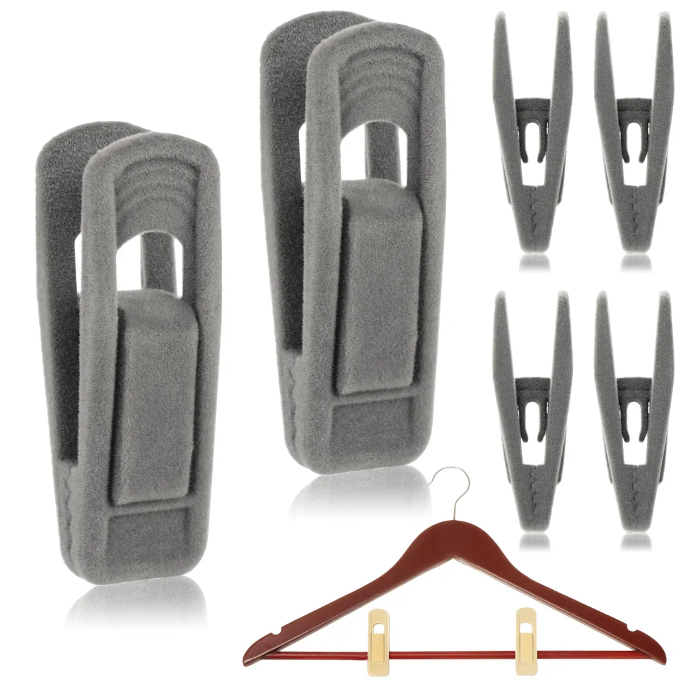 10pcs/set Non Slip Velvet Hangers Clips for Velvet Flocked Trouser Coat Hanging Hooks Space Saving Clothes Clip Drying Racks