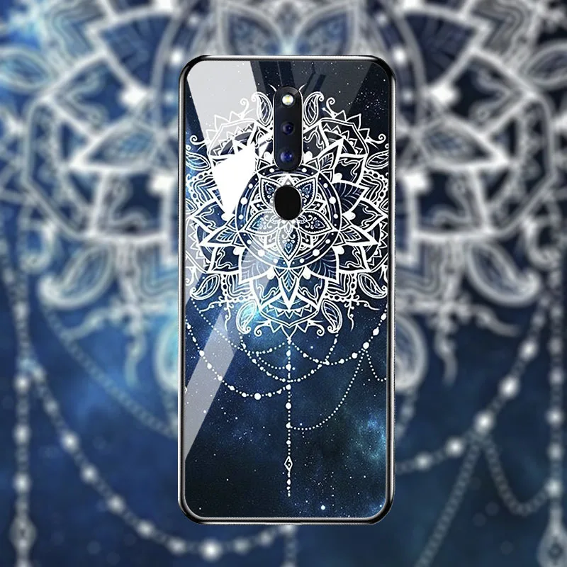 Чехол для телефона из закаленного стекла для OPPO F11 K1 Reno z, стеклянный чехол с цветком розы для OPPO F11 pro realme X lite Find X Cover - Color: M087