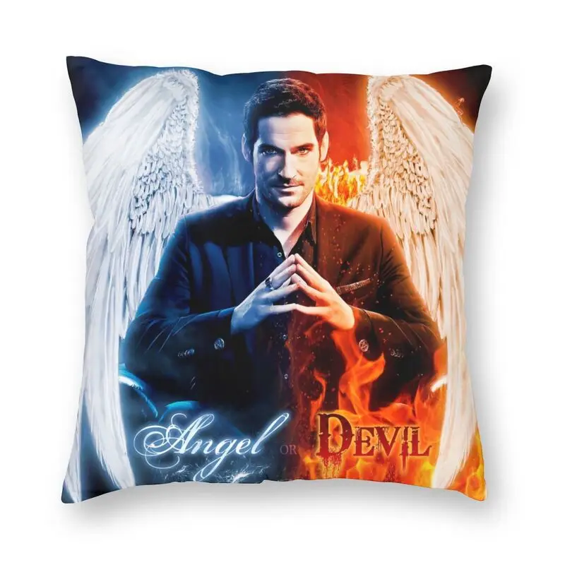 

Nordic Style Lucifer Angel Or Devil Throw Pillow Case Decoration Custom Tv Show Cushion Cover 40x40cm Pillowcover for Sofa