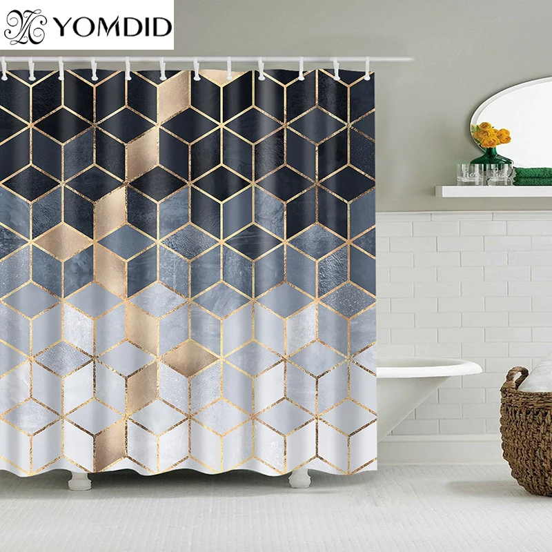 YOMDID Marble Pattern Bath curtain Waterproof Shower Curtains Geometric Bath Screen Printed Curtain for Bathroom Gift Navidad shower curtains