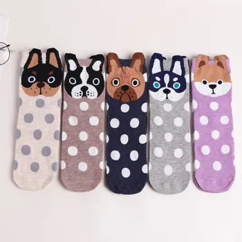 

10pair/lot Autumn Winter Cotton Women Short Socks Fashion Breathable Gilrs Cute Puppy Socks Comfortable Casual Socks Female