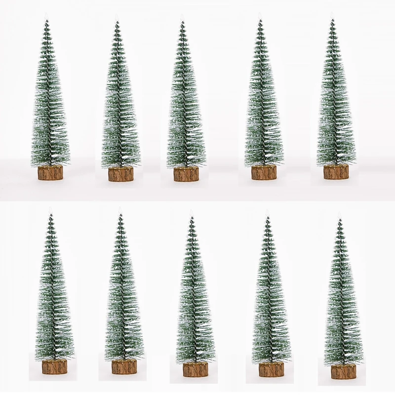 

Pack of 10 Mini Snow Frost Trees Mini Christmas Tree Plastic Winter Snow Ornaments Tabletop Trees for Holiday Party DIY Room