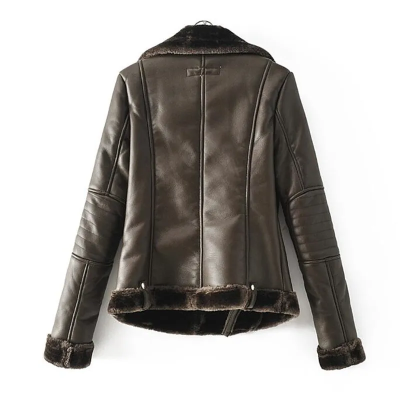 Women Fur Coat Winter Leather Jacket Women Lamb Fur Short Motorcycle Faux Sheepskin Shearling Streetwear Biker Motorcycle Coats