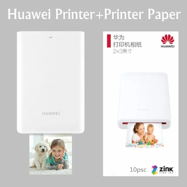 Printer with 10paper AR принтер 300 точек/дюйм huawei Zink портативный фотопринтер Honor Карманный принтер Bluetooth 4,1 Поддержка DIY поделиться 500 мАч - Цвет: Printer with 10paper