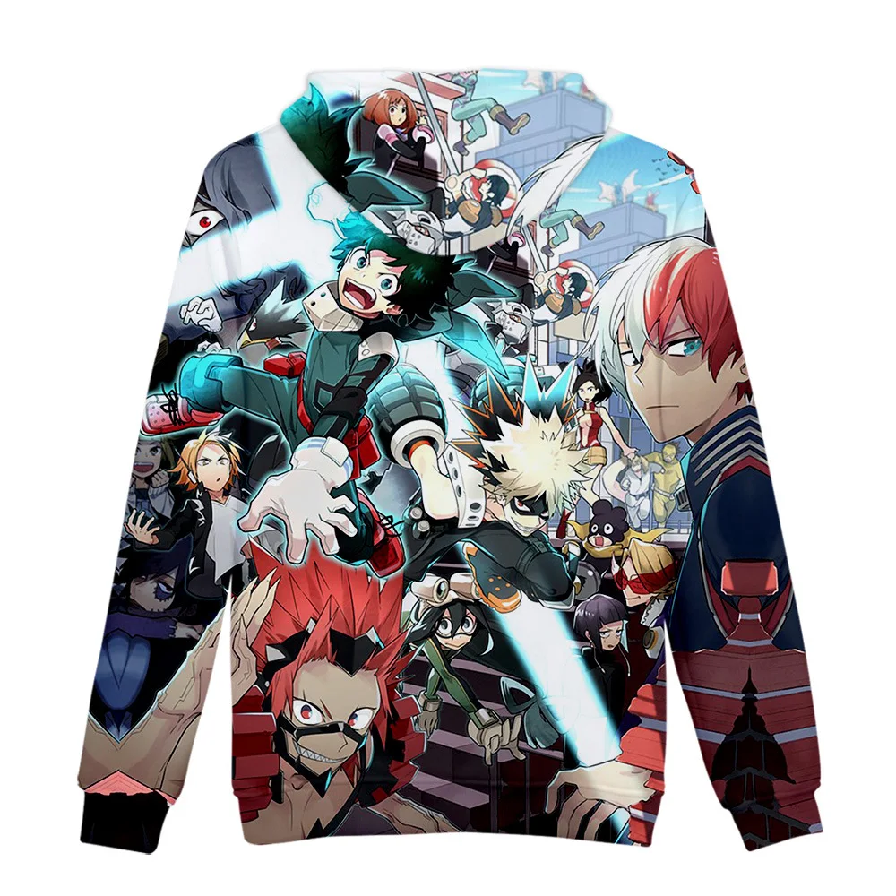 My Hero Academia 2T-16T Teenager Boys Girls Hoodie Sweatshirt 3D Printed Harajuku Cartoon Hoody Cosplay Costume Sportswear Coats hoodie black kid