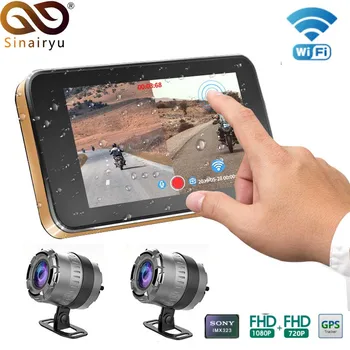 

Sinairyu Full Body Waterproof Motorcycle DVR Dash Cam WiFi 1080P FHD Front Rear View Motorcycle Camera GPS Logger Recorder Box
