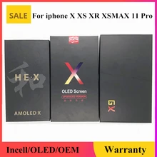 HE GX-Pantalla OLED Incell LCD para iPhone X, XS, montaje de digitalizador de Pantalla táctil para iPhone 11 Pro, XSMax, XR