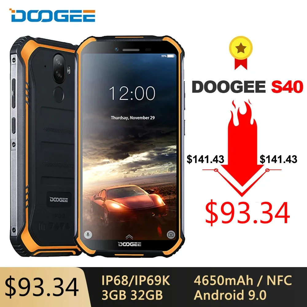 DOOGEE S40 смартфон с 5 дюймовым дисплеем четырёхъядерным процессором MT6739 ОЗУ 3 ГБ ПЗУ