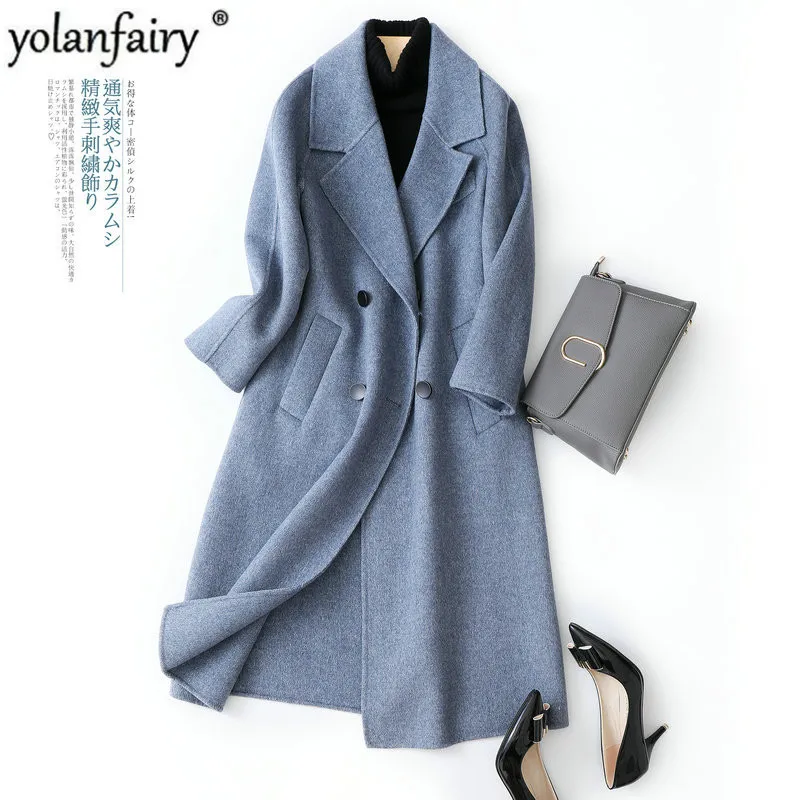 2020 Double Breasted Wool Coat Women 
