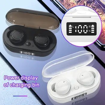 

S100 Bluetooth 5.0 Digital Display TWS Mini Headsets Earphones Wireless Headphone Waterproof Earbuds Headsets with Charging Box
