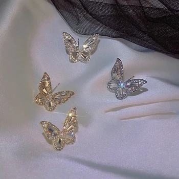 

Japan And Korea Style Earrings For Women Butterfly Zircon Ear Jewelry Vintage Wedding Earrings Ladies Silvery Wholesale Female