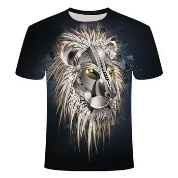 

New 3D men's and women's summer T-shirt, king and lion 3D T-shirt, digital printing design, short sleeve Sweatshirt popular