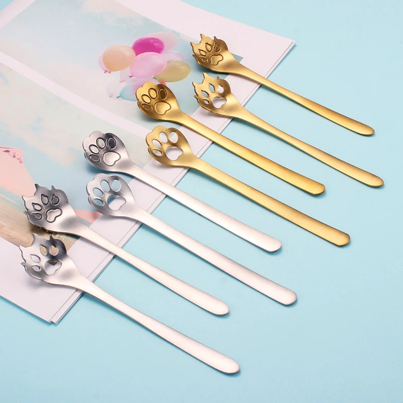 

Stainless Steel Mini Cartoon Cats Claw Spoons for Coffee Tea Dessert Drink Mixing Milkshake Spoon Tableware Set Kitchen Supplies