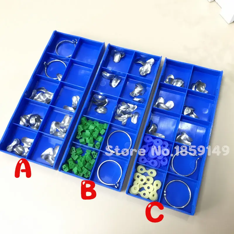 1 Box Dental Sezione Sagomato Matrix Anello Delta Zeppe Matrici 3 Formati Per La Selezione
