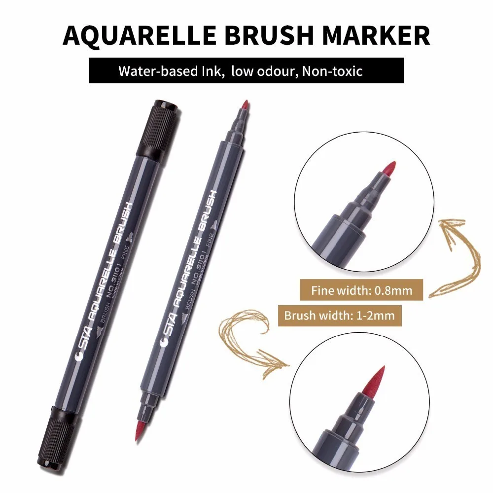 Double Sided Water Markers Thick and Thin Art Brush Pens for Logistics  Coloring Books Drawing - AliExpress