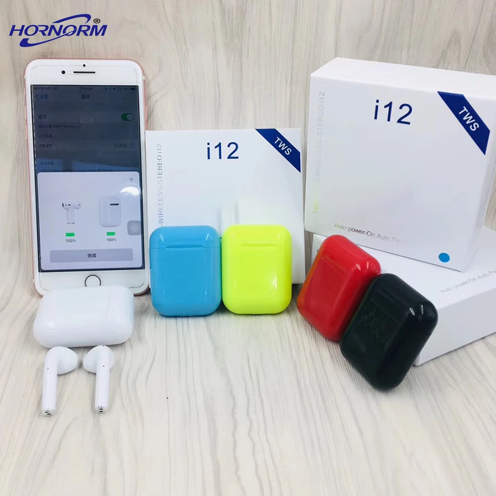 

2019 i12 tws Wireless Bluetooth 5.0 Earphone Touch control air Earbuds 1:1 mini case PK i120 i30 i60 for iPhone Android phone