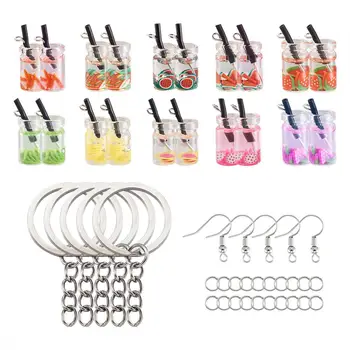 

30set Transparent Glass Drink Bottle Pendant Charms Earring for Jewelry Making DIY Keychain Accessories