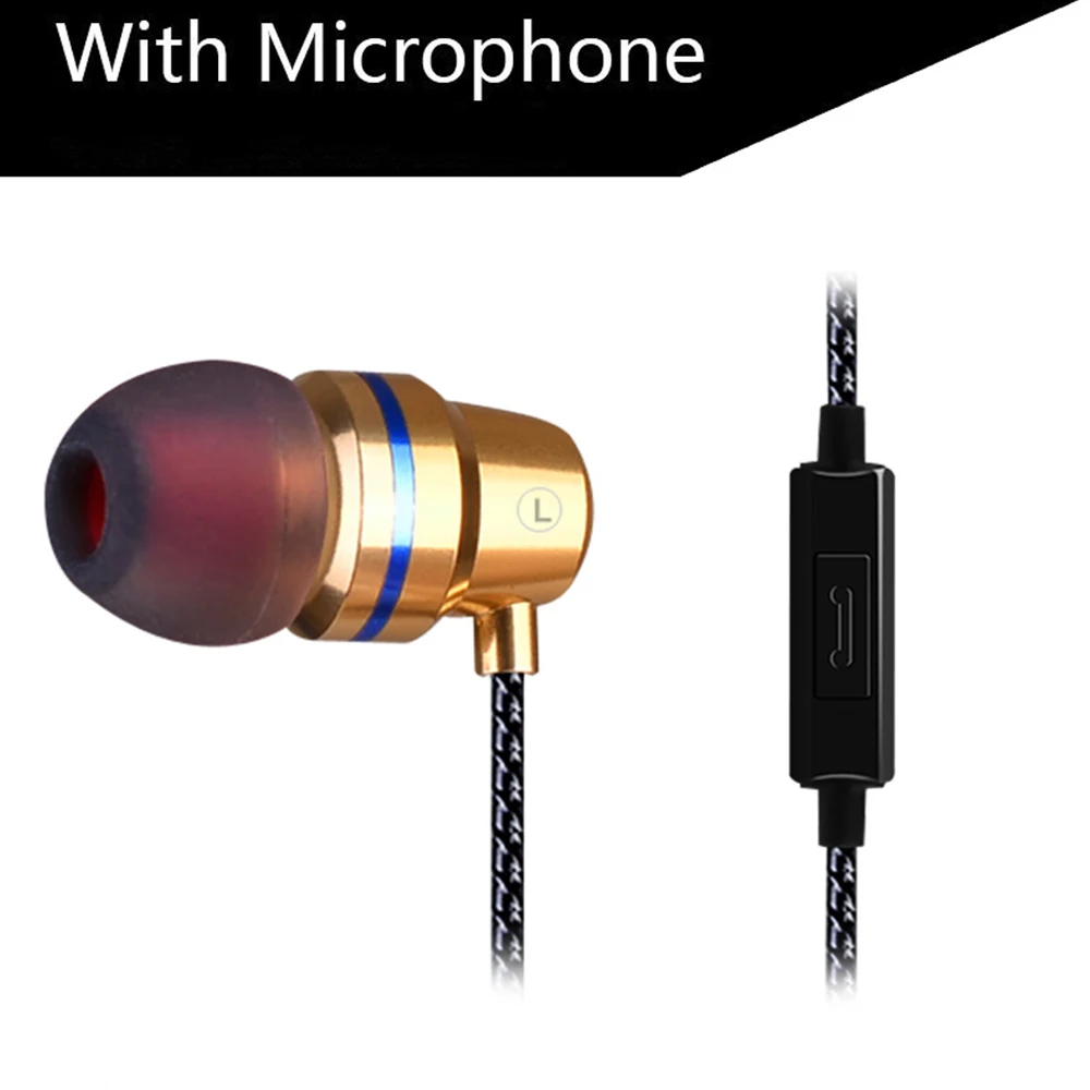 Золотой Наушники FDBRO Mic Noice с шумоподавлением, наушники-вкладыши, металлическая Проводная гарнитура, наушники с глубоким басом, наушники Fone De Ouvido Audifonos, гарнитура - Цвет: Золотой