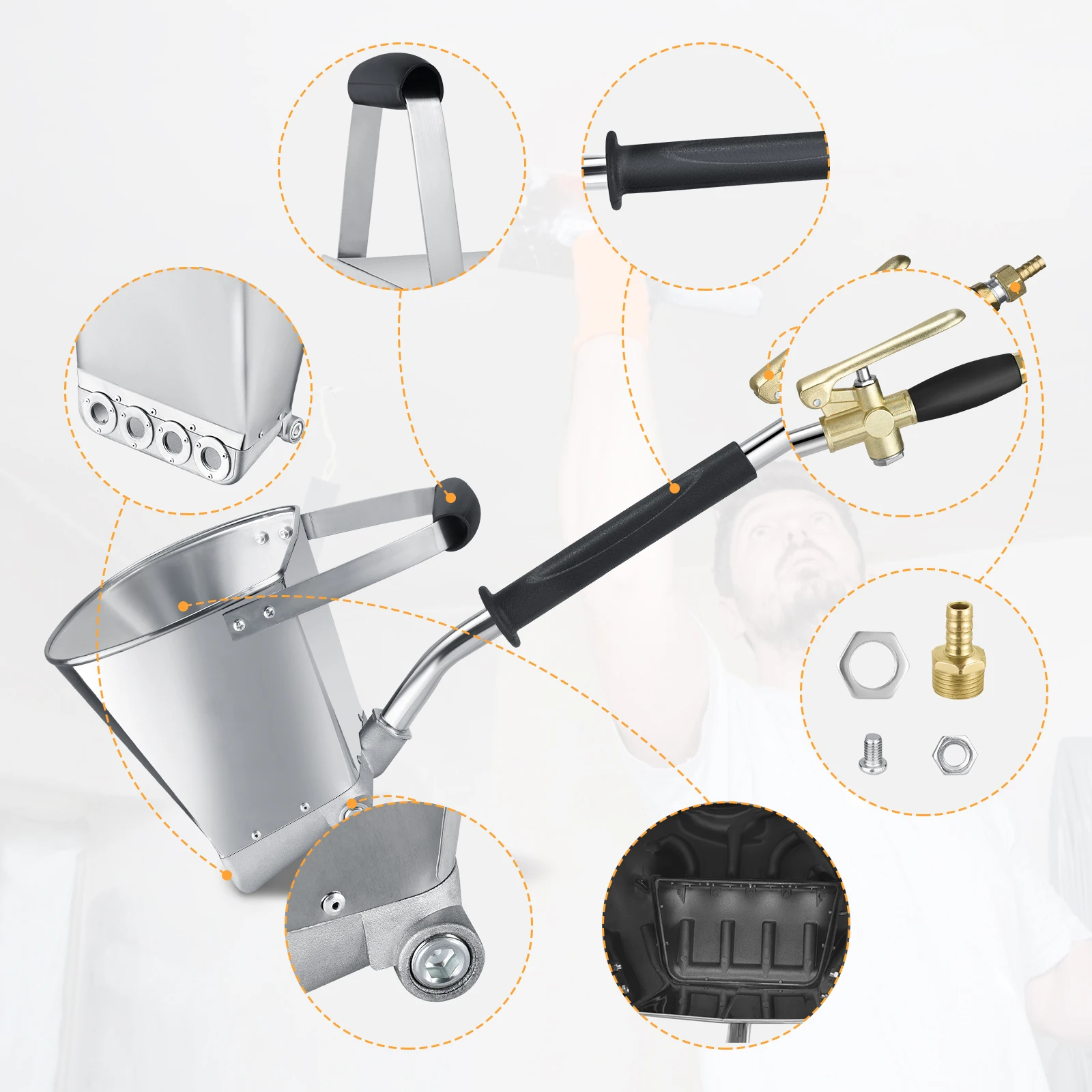 Tools Spray Guns Cement Mortar Spray Gun Hopper With 8 Metal Nozzles Gun 4 Jet Plaster Concrete