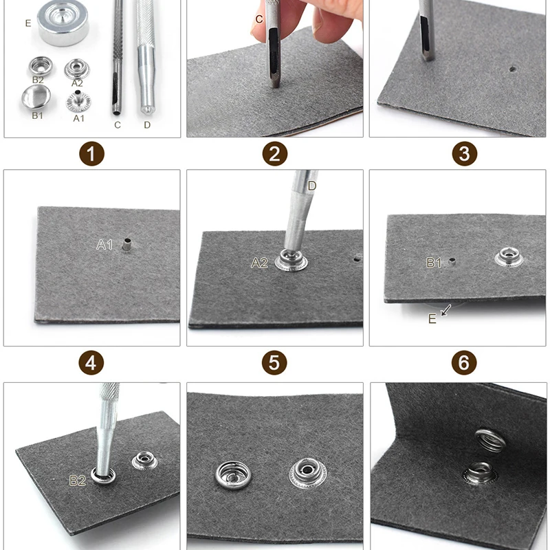 4pcs/set Professional Snap Fastener Installation Kit