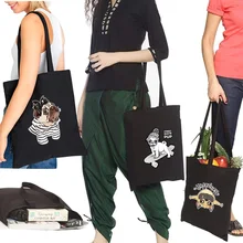 Shopping Bag All-match Dog Series Pattern Handbag Foldable Reusable Cloth Shopper Harajuku Style Bag Student Canvas Tote Bag