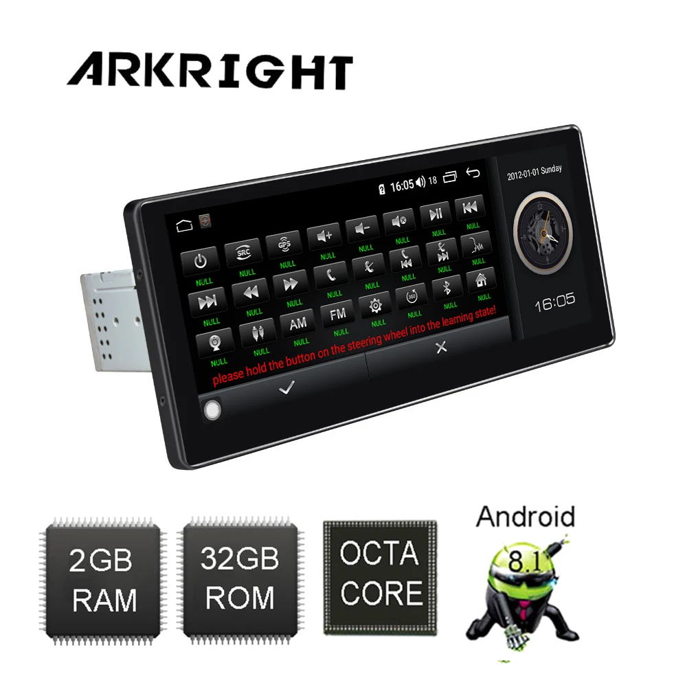 ARKRIGHT 10,25 ''1Din 32 ГБ Android 8,1 головное устройство Восьмиядерный аудио для стерео-Радио автомобильной универсальный мультимедийный плеер встроенный DSP 4G