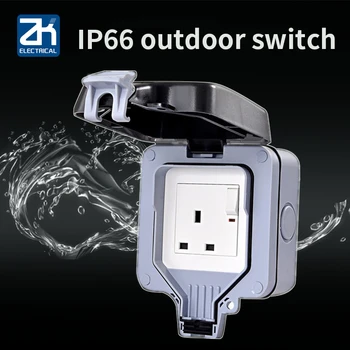 

13a. English-style Ip66 Outdoors Waterproof Socket Rain-proof Garden Outdoor Power Supply Socket Box Hong Kong Three Hole Bring