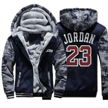 

2019 New Streetwear Vintage Fashion Coat Thick Hoody Jordan 23 Printed Winter Sweatshirts Raglan Mens Camouflage Sportswear