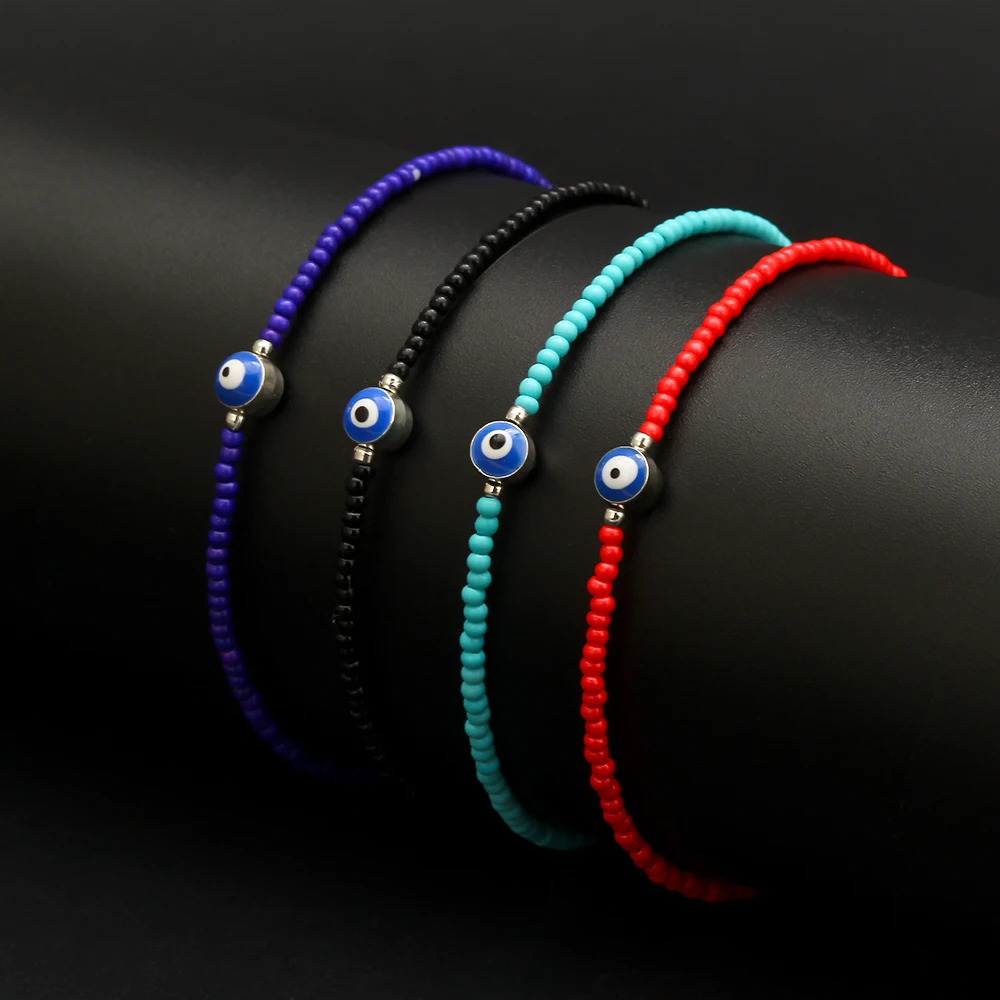 Lucky Eye Miyuki браслет с бусинами и подвесками, голубой турецкий браслет evil Eye, регулируемое ювелирное изделие для женщин и мужчин EY6603
