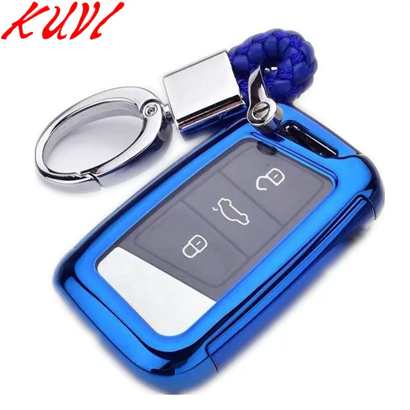 blue-key chain Мягкий ТПУ защитный пульт дистанционного ключа чехол для Skoda Superb A7 для фолькваген Passat B8 VW Golf Gte автомобиль Стайлинг Аксессуары - Название цвета: blue-key chain