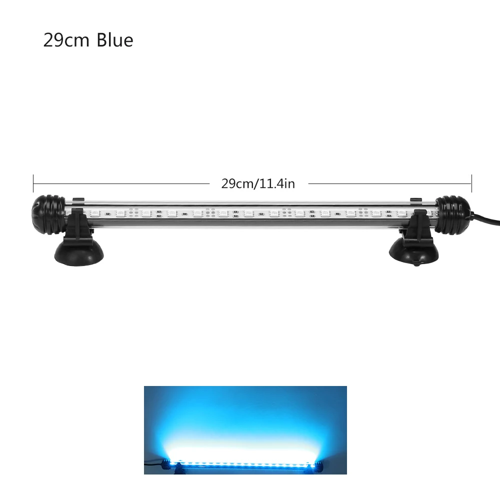 Blue And White 29cm Светодиодный светильник для аквариума, дистанционный светодиодный светильник для аквариума, водонепроницаемый светильник для аквариума, погружной светильник для аквариума, 220 В, ЕС - Цвет: Blue And White 29cm