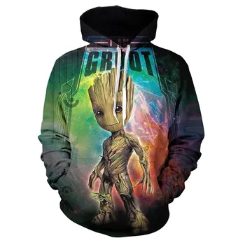

2019 Guardians of the Galaxy Groot Men Hoodies Sweatshirts 3D Printed Funny Hip Hop Hoody Streetwear Pullover Hooded Men Tops