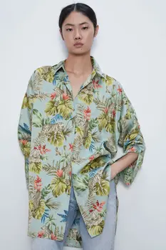 

2020 new Spring Summer New Style European Print female Shirt zaraing vadiming sheining women dress streetwear O9611