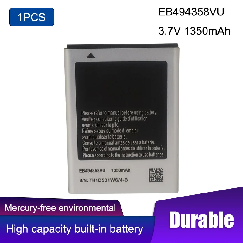 Batteria Del Telefono 1Pcs Per Samsung Galaxy Ace S5830 S5660 S7250D S5670 I569 I579 Gt-S6102 S6818 Gt-S5839I 1350Mah