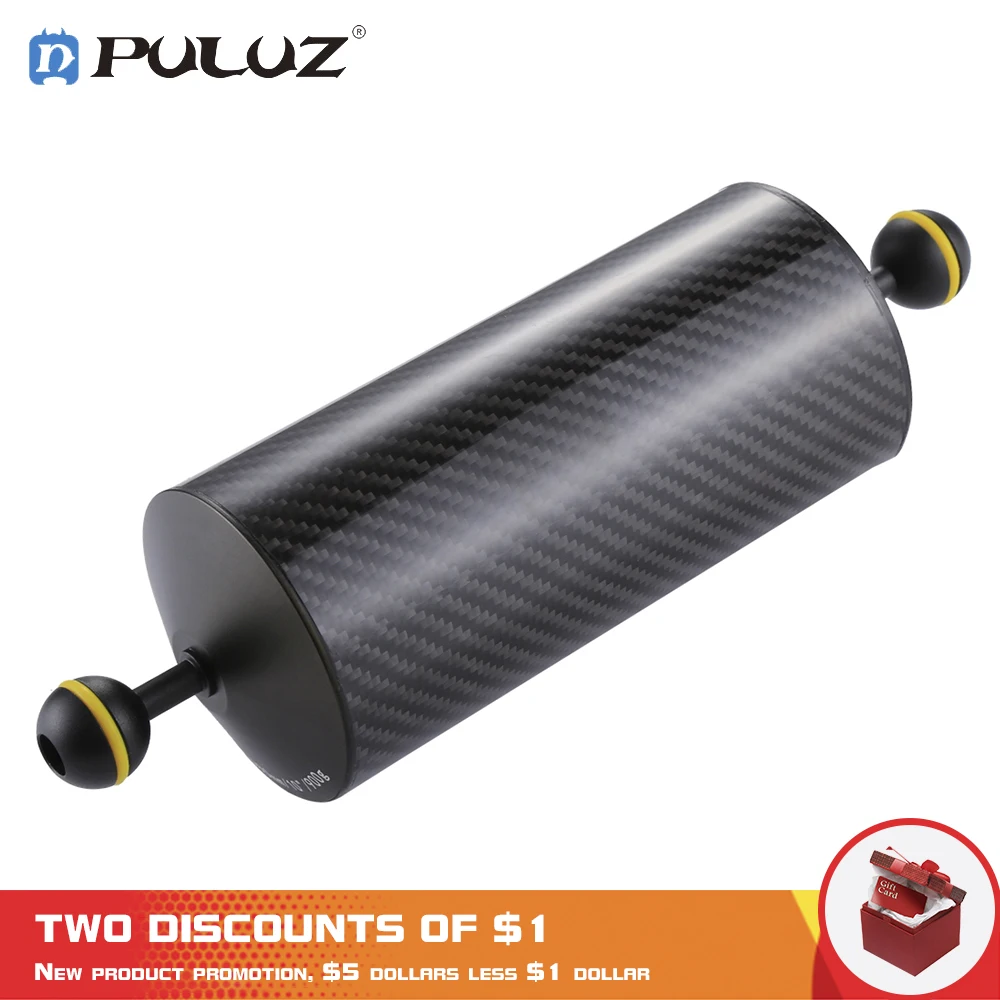 

PULUZ Carbon Fiber Float Buoyancy Aquatic Arm Dual Ball Floating Arm Diving Camera Underwater Diving Tray for Gopro/Smartphones