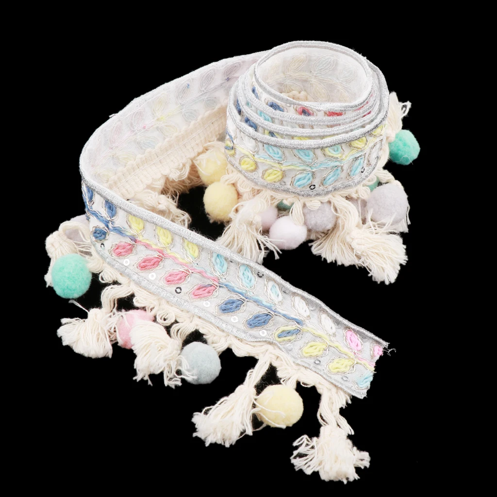 1Yard Pom Pom Trim Ball Fringe Sewing Lace Fabric Handmade Craft Accessories
