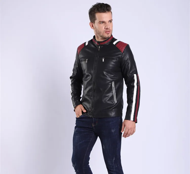 Черная байкерская куртка из искусственной кожи, мужские Куртки из искусственной кожи, мотоциклетная модная зимняя меховая одежда