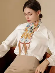 2022 Spring New Print floral Small Scarf Women Handle Bag Ribbons Brand Fashion Head Scarf Small Long Skinny Scarves Headbands